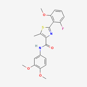 molecular formula C20H19FN2O4S B11165903 N-(3,4-dimethoxyphenyl)-2-(2-fluoro-6-methoxyphenyl)-5-methyl-1,3-thiazole-4-carboxamide 