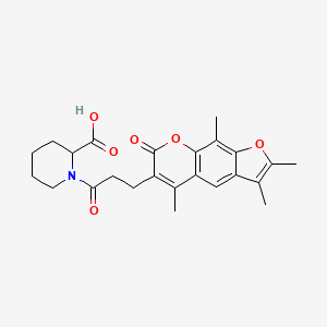 molecular formula C24H27NO6 B11166099 1-[3-(2,3,5,9-tetramethyl-7-oxo-7H-furo[3,2-g]chromen-6-yl)propanoyl]-2-piperidinecarboxylic acid 