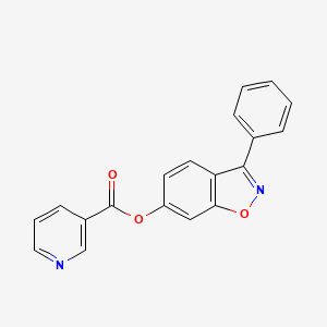 molecular formula C19H12N2O3 B11166174 3-Phenyl-1,2-benzisoxazol-6-yl nicotinate 