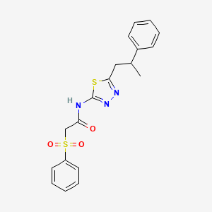 molecular formula C19H19N3O3S2 B11166201 N-[5-(2-phenylpropyl)-1,3,4-thiadiazol-2-yl]-2-(phenylsulfonyl)acetamide 