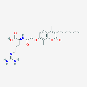 molecular formula C25H36N4O6 B11166222 N~2~-{[(3-hexyl-4,8-dimethyl-2-oxo-2H-chromen-7-yl)oxy]acetyl}-L-arginine 