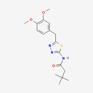 molecular formula C17H23N3O3S B11166261 N-[5-(3,4-dimethoxybenzyl)-1,3,4-thiadiazol-2-yl]-3,3-dimethylbutanamide 