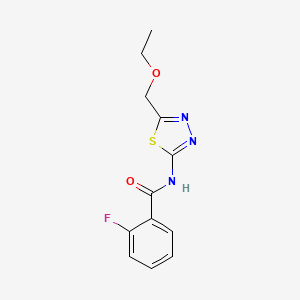 molecular formula C12H12FN3O2S B11166264 N-[5-(ethoxymethyl)-1,3,4-thiadiazol-2-yl]-2-fluorobenzamide 