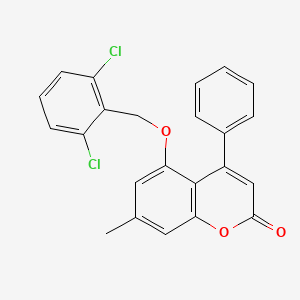molecular formula C23H16Cl2O3 B11166285 5-[(2,6-dichlorobenzyl)oxy]-7-methyl-4-phenyl-2H-chromen-2-one 
