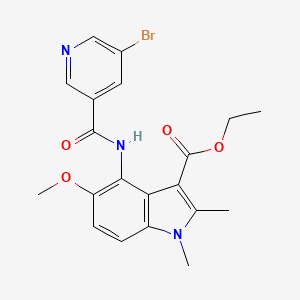 molecular formula C20H20BrN3O4 B11166344 ethyl 4-{[(5-bromo-3-pyridyl)carbonyl]amino}-5-methoxy-1,2-dimethyl-1H-indole-3-carboxylate 