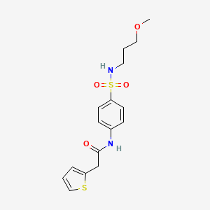 molecular formula C16H20N2O4S2 B11166408 N-{4-[(3-methoxypropyl)sulfamoyl]phenyl}-2-(thiophen-2-yl)acetamide 
