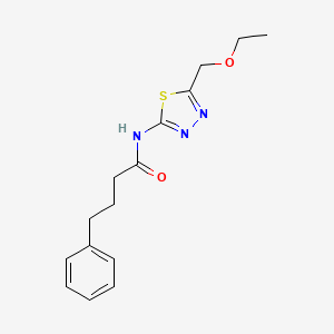molecular formula C15H19N3O2S B11166456 N-[5-(ethoxymethyl)-1,3,4-thiadiazol-2-yl]-4-phenylbutanamide 