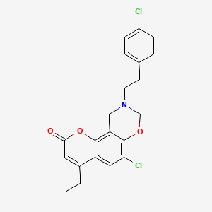 molecular formula C21H19Cl2NO3 B11166488 6-chloro-9-[2-(4-chlorophenyl)ethyl]-4-ethyl-9,10-dihydro-2H,8H-chromeno[8,7-e][1,3]oxazin-2-one 