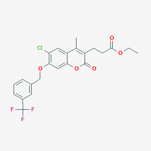 molecular formula C23H20ClF3O5 B11166492 ethyl 3-(6-chloro-4-methyl-2-oxo-7-{[3-(trifluoromethyl)benzyl]oxy}-2H-chromen-3-yl)propanoate 