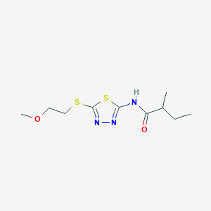 molecular formula C10H17N3O2S2 B11166524 N-{5-[(2-methoxyethyl)sulfanyl]-1,3,4-thiadiazol-2-yl}-2-methylbutanamide 