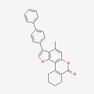 molecular formula C28H22O3 B11166612 3-(biphenyl-4-yl)-4-methyl-8,9,10,11-tetrahydro-7H-benzo[c]furo[2,3-f]chromen-7-one 