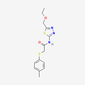 molecular formula C14H17N3O2S2 B11166625 N-[5-(ethoxymethyl)-1,3,4-thiadiazol-2-yl]-2-[(4-methylphenyl)sulfanyl]acetamide 