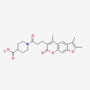 molecular formula C23H25NO6 B11166631 1-[3-(2,3,5-trimethyl-7-oxo-7H-furo[3,2-g]chromen-6-yl)propanoyl]-4-piperidinecarboxylic acid 