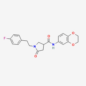 molecular formula C21H21FN2O4 B11166649 N-(2,3-dihydro-1,4-benzodioxin-6-yl)-1-[2-(4-fluorophenyl)ethyl]-5-oxopyrrolidine-3-carboxamide 