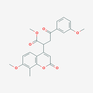 molecular formula C23H22O7 B11166656 methyl 2-(7-methoxy-8-methyl-2-oxo-2H-chromen-4-yl)-4-(3-methoxyphenyl)-4-oxobutanoate 
