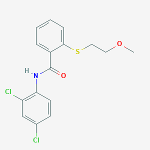 molecular formula C16H15Cl2NO2S B11166690 N-(2,4-dichlorophenyl)-2-[(2-methoxyethyl)sulfanyl]benzamide 