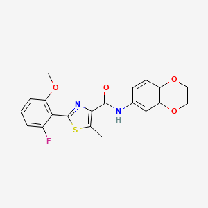 molecular formula C20H17FN2O4S B11166735 N-(2,3-dihydro-1,4-benzodioxin-6-yl)-2-(2-fluoro-6-methoxyphenyl)-5-methyl-1,3-thiazole-4-carboxamide 