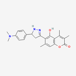 molecular formula C23H25N3O3 B11166746 6-{5-[4-(dimethylamino)phenyl]-4,5-dihydro-1H-pyrazol-3-yl}-5-hydroxy-3,4,7-trimethyl-2H-chromen-2-one 
