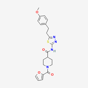 molecular formula C22H24N4O4S B11166757 1-(furan-2-ylcarbonyl)-N-{5-[2-(4-methoxyphenyl)ethyl]-1,3,4-thiadiazol-2-yl}piperidine-4-carboxamide 