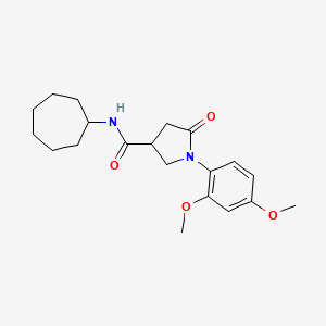 molecular formula C20H28N2O4 B11166822 N-cycloheptyl-1-(2,4-dimethoxyphenyl)-5-oxopyrrolidine-3-carboxamide 