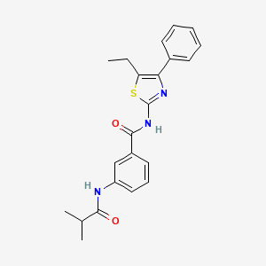 molecular formula C22H23N3O2S B11166947 N-(5-ethyl-4-phenyl-1,3-thiazol-2-yl)-3-[(2-methylpropanoyl)amino]benzamide 