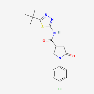 molecular formula C17H19ClN4O2S B11167076 N-(5-tert-butyl-1,3,4-thiadiazol-2-yl)-1-(4-chlorophenyl)-5-oxopyrrolidine-3-carboxamide 