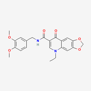 molecular formula C22H22N2O6 B11167192 N-(3,4-dimethoxybenzyl)-5-ethyl-8-oxo-5,8-dihydro[1,3]dioxolo[4,5-g]quinoline-7-carboxamide 