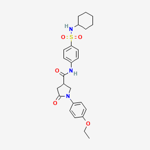 molecular formula C25H31N3O5S B11167252 N-[4-(cyclohexylsulfamoyl)phenyl]-1-(4-ethoxyphenyl)-5-oxopyrrolidine-3-carboxamide 