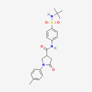 molecular formula C22H27N3O4S B11167324 N-[4-(tert-butylsulfamoyl)phenyl]-1-(4-methylphenyl)-5-oxopyrrolidine-3-carboxamide 