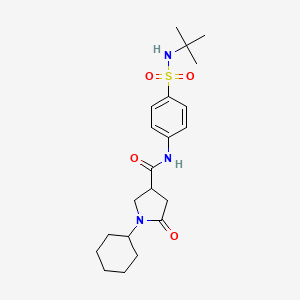 molecular formula C21H31N3O4S B11167449 N-[4-(tert-butylsulfamoyl)phenyl]-1-cyclohexyl-5-oxopyrrolidine-3-carboxamide 