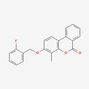 molecular formula C21H15FO3 B11167471 3-[(2-fluorobenzyl)oxy]-4-methyl-6H-benzo[c]chromen-6-one 