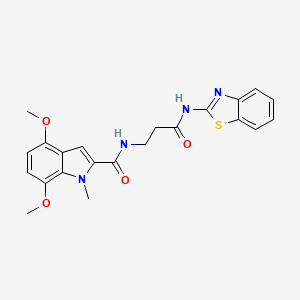 molecular formula C22H22N4O4S B11167491 N~2~-[3-(1,3-benzothiazol-2-ylamino)-3-oxopropyl]-4,7-dimethoxy-1-methyl-1H-indole-2-carboxamide 