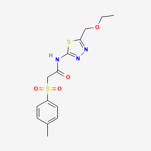 molecular formula C14H17N3O4S2 B11167568 N-(5-Ethoxymethyl-[1,3,4]thiadiazol-2-yl)-2-(toluene-4-sulfonyl)-acetamide 