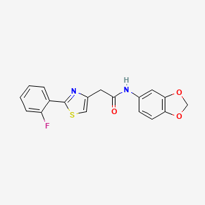 molecular formula C18H13FN2O3S B11167613 N-(1,3-benzodioxol-5-yl)-2-[2-(2-fluorophenyl)-1,3-thiazol-4-yl]acetamide 