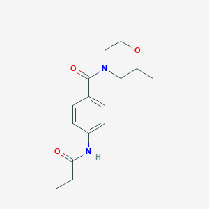 molecular formula C16H22N2O3 B11167726 N-[4-(2,6-dimethylmorpholine-4-carbonyl)phenyl]propanamide 