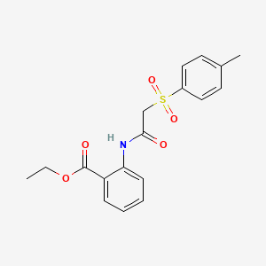 molecular formula C18H19NO5S B11167745 Ethyl 2-({[(4-methylphenyl)sulfonyl]acetyl}amino)benzoate 