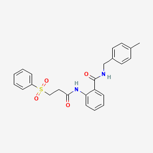 molecular formula C24H24N2O4S B11167772 N-(4-methylbenzyl)-2-{[3-(phenylsulfonyl)propanoyl]amino}benzamide 