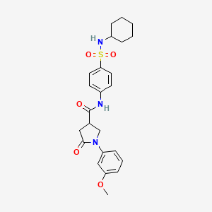 molecular formula C24H29N3O5S B11167778 N-[4-(cyclohexylsulfamoyl)phenyl]-1-(3-methoxyphenyl)-5-oxopyrrolidine-3-carboxamide 