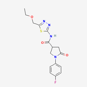 molecular formula C16H17FN4O3S B11167844 N-[5-(ethoxymethyl)-1,3,4-thiadiazol-2-yl]-1-(4-fluorophenyl)-5-oxopyrrolidine-3-carboxamide 