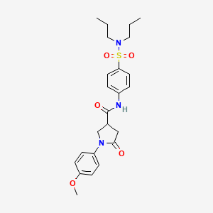 molecular formula C24H31N3O5S B11168294 N-[4-(dipropylsulfamoyl)phenyl]-1-(4-methoxyphenyl)-5-oxopyrrolidine-3-carboxamide 