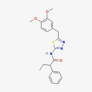 molecular formula C21H23N3O3S B11168299 N-[5-(3,4-dimethoxybenzyl)-1,3,4-thiadiazol-2-yl]-2-phenylbutanamide 