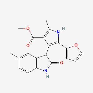 molecular formula C20H18N2O4 B11168333 methyl 5-(2-furyl)-2-methyl-4-(5-methyl-2-oxo-2,3-dihydro-1H-indol-3-yl)-1H-pyrrole-3-carboxylate 