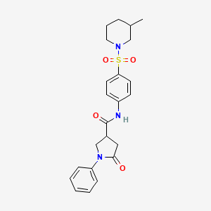 molecular formula C23H27N3O4S B11168775 N-{4-[(3-methylpiperidin-1-yl)sulfonyl]phenyl}-5-oxo-1-phenylpyrrolidine-3-carboxamide 
