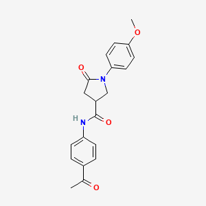 molecular formula C20H20N2O4 B11168831 N-(4-acetylphenyl)-1-(4-methoxyphenyl)-5-oxopyrrolidine-3-carboxamide 