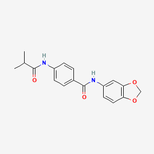 molecular formula C18H18N2O4 B11168905 N-(1,3-benzodioxol-5-yl)-4-[(2-methylpropanoyl)amino]benzamide 