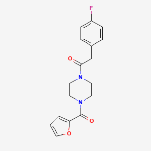 molecular formula C17H17FN2O3 B11168988 2-(4-Fluorophenyl)-1-[4-(furan-2-ylcarbonyl)piperazin-1-yl]ethanone 