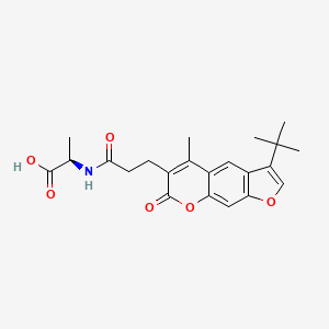 molecular formula C22H25NO6 B11169116 2-(3-{3-Tert-butyl-5-methyl-7-oxo-7H-furo[3,2-G]chromen-6-YL}propanamido)propanoic acid 