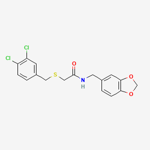 molecular formula C17H15Cl2NO3S B11169126 N-(1,3-benzodioxol-5-ylmethyl)-2-[(3,4-dichlorobenzyl)sulfanyl]acetamide 
