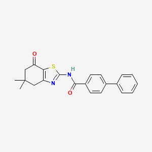 molecular formula C22H20N2O2S B11169127 N-(5,5-dimethyl-7-oxo-4,5,6,7-tetrahydro-1,3-benzothiazol-2-yl)biphenyl-4-carboxamide 