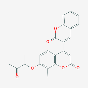 molecular formula C23H18O6 B11169135 8-methyl-7-(1-methyl-2-oxopropoxy)-4-(2-oxo-2H-chromen-3-yl)-2H-chromen-2-one 